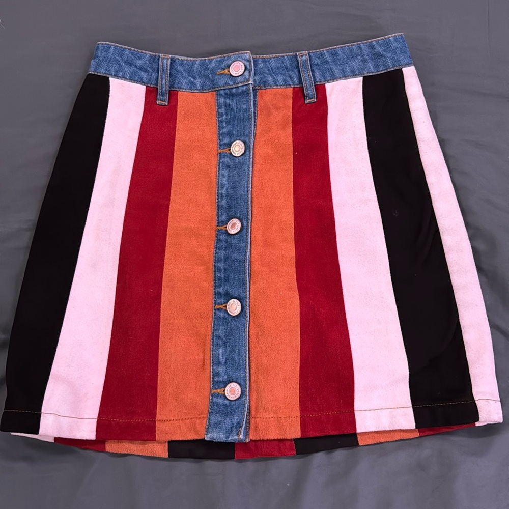 Stripped Button up Jean Skirt